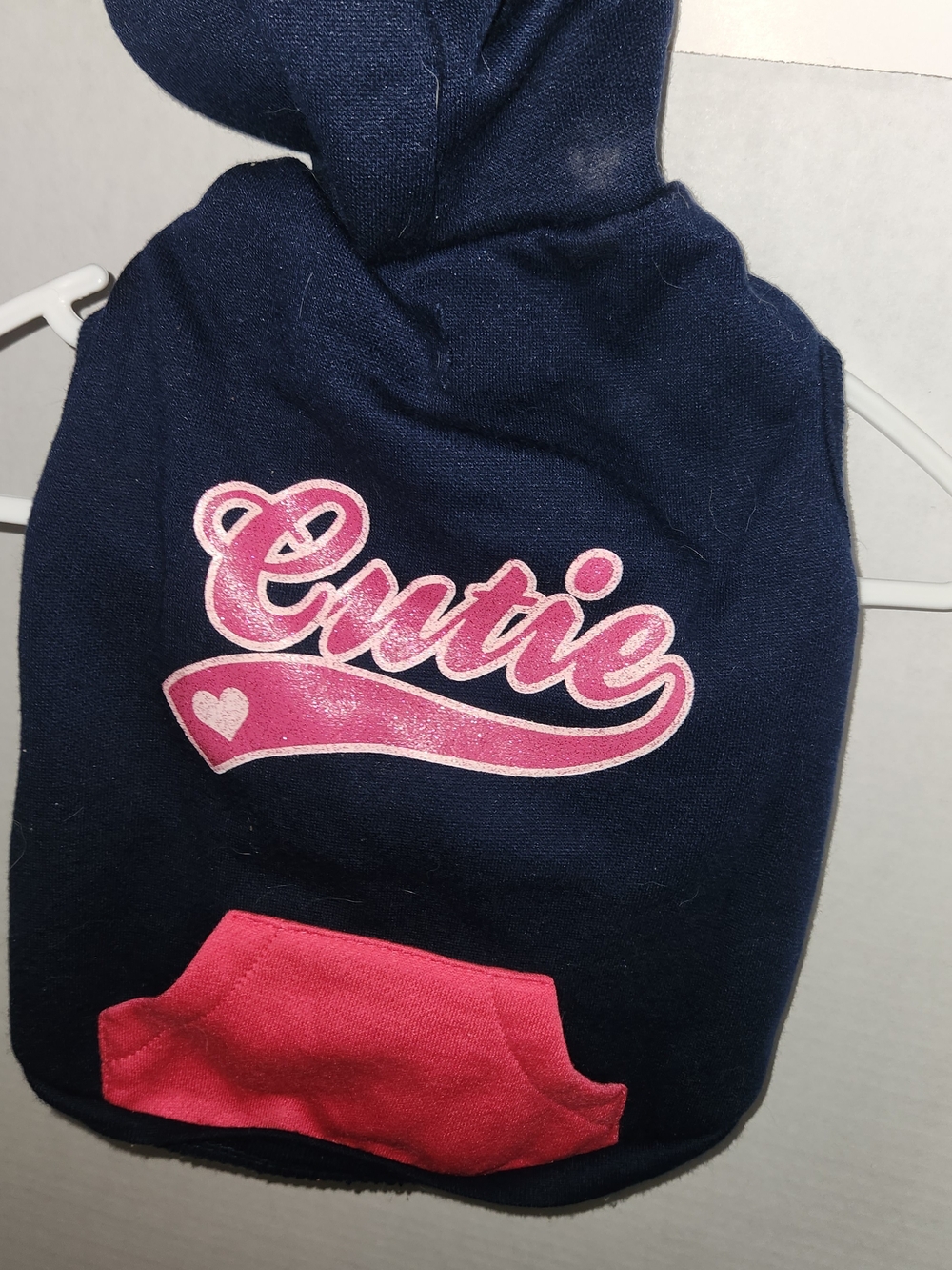 Navy & Pink "Cutie" Dog Hoodie